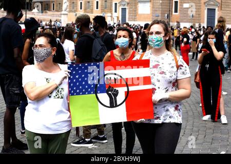 Roma, Italia. 07 giugno 2020. Roma, Piazza del Popolo, manifestazione del movimento della materia nera vita Credit: SPP Sport Press Photo. /Alamy Live News Foto Stock