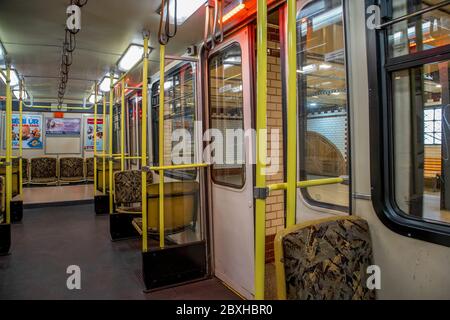 L'interno della metropolitana M 1 a Budapest. Questa è la prima linea ferroviaria metropolitana a Budapest, e anche in Europa. Aperto nel 1896. Foto Stock