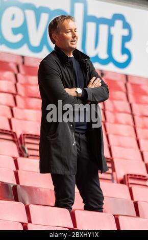 Copenaghen, Danimarca. 07 giugno 2020. Kasper Hjulmand, allenatore della nazionale danese, visto sugli stand durante la partita 3F Superliga tra il FC Copenhagen e il Randers FC a Telia Parken. (Photo Credit: Gonzales Photo/Alamy Live News Foto Stock