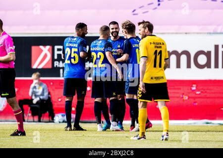 Horsens, Danimarca. 07 giugno 2020. Anthony Jung (3) di Broendby IF segna 0-1 durante la partita 3F Superliga tra AC Horsens e Broendby IF a Casa Arena a Horsens. (Photo Credit: Gonzales Photo/Alamy Live News Foto Stock