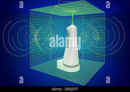 Visualizzazione modello 3d CAD di irrigatore dentale orale. Rendering 3D Foto Stock