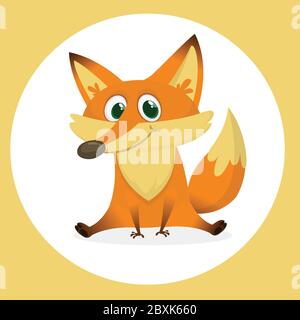 Cartoon rosso volpe carattere, illustrazione vettoriale, isolato su sfondo bianco Illustrazione Vettoriale
