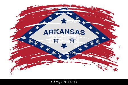 Bandiera americana dell'Arkansas nel tratto di pennello grunge, immagine vettoriale Illustrazione Vettoriale