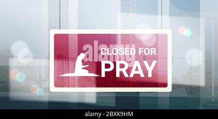 religioso musulmano carattere silhouette inginocchiarsi e pregare tempo di pregare tavola appeso ramadan kareem mese santo religione concetto piatto piena lunghezza orizzontale illustrazione vettoriale Illustrazione Vettoriale