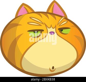 Illustrazione vettoriale dello stile di cartoon arancione della testa di gatto. Icona del fumetto gatto grumpy Illustrazione Vettoriale