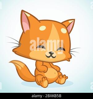 Gatto arancione seduto e sorridente. Simpatico gattino vettoriale Illustrazione Vettoriale