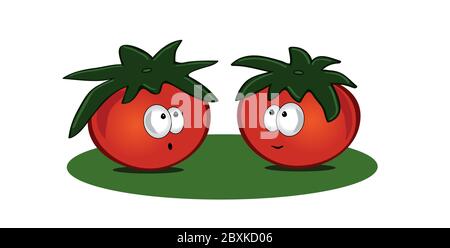 Pomodori cartoni icone su bianco vettore di sfondo isolato Illustrazione Vettoriale