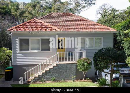 Casa cottage australiana a Avalon Beach sulle spiagge nord di Sydney, NSW, Australia Foto Stock