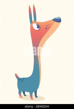 Cartone animato Doberman pinscher cane. Illustrazione vettoriale. Design per icona o adesivo Illustrazione Vettoriale