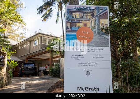 Casa australiana venduta dagli agenti immobiliari McGrath in Avalon Beach, Sydney, Australia Foto Stock