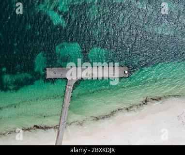 Vista aerea del molo di Lancelin nell'Australia occidentale Foto Stock