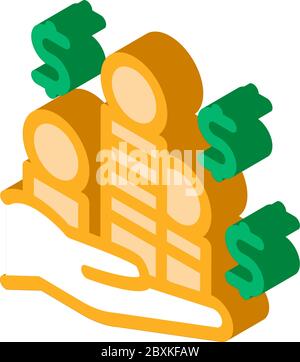 pile di monete d'oro soldi icona isometrica illustrazione vettoriale Illustrazione Vettoriale