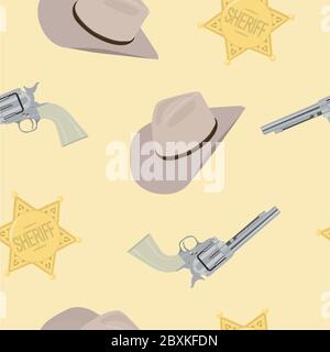 Vettore motivo senza giunture sfondo Cowboy tema Illustrazione Vettoriale