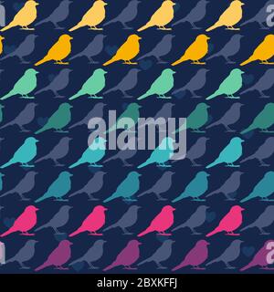 Uccelli colorati motivo senza giunture. Illustrazione Vettoriale