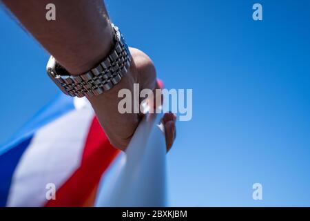 Primo piano di una bandiera. Foto di alta qualità Foto Stock