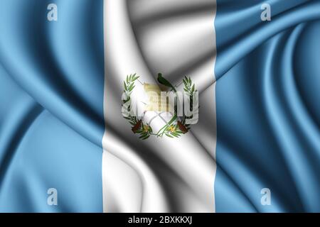 rendering 3d con onda di seta bandiera del Guatemala Foto Stock