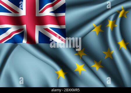 rendering 3d con bandiera di seta ondulata di Tuvalu Foto Stock