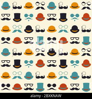 Ripetizione vettoriale senza giunture con facce nei cappelli. Illustrazione Vettoriale