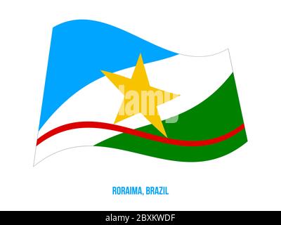 Roraima bandiera sventola illustrazione vettoriale su sfondo bianco. Membri bandiera del Brasile. Illustrazione Vettoriale