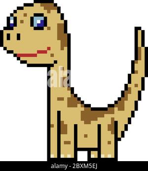 vettore pixel art brachiosauro isolato Illustrazione Vettoriale