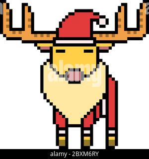 vettore pixel art santa cervo isolato Illustrazione Vettoriale