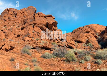 Formazioni rocciose di arenaria situate nella Valle del fuoco, Nevada Foto Stock