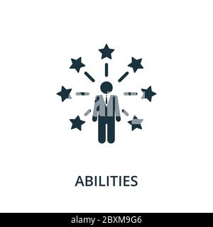 Icona delle abilità della raccolta di gestione della reputazione. Simbolo delle abilità degli elementi di linea semplice per modelli, disegno di fotoricettore e infografica Illustrazione Vettoriale