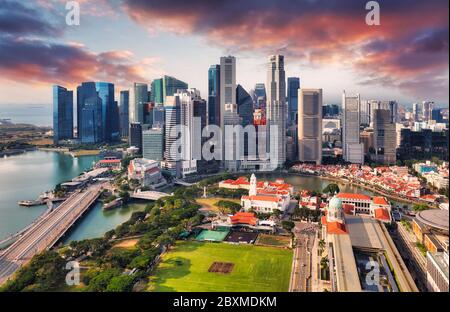 Skyline di Singapore - centro città Foto Stock