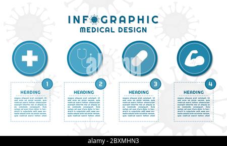 Icona infografica a forma di cerchio per la progettazione medica con spazio per il testo. Illustrazione vettoriale. Illustrazione Vettoriale