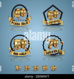 Banner vendita flash stile 3D. Illustrazione vettoriale per la pubblicità promozionale. Illustrazione Vettoriale