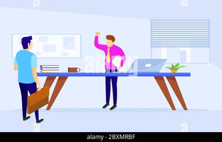due vecchi amici si riunono in ufficio Illustrazione Vettoriale