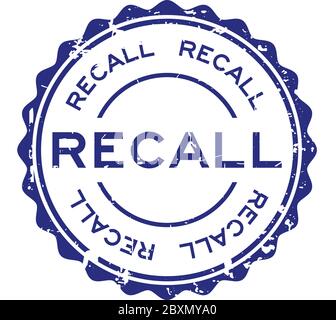 Grunge blu richiama parola rotondo guarnizione gomma stampigliata su sfondo bianco Illustrazione Vettoriale