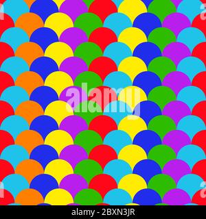 Motivo senza giunture arcobaleno con cerchi. Sfondo vettoriale luminoso Illustrazione Vettoriale