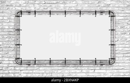 banner pubblicitari cartelloni in vinile bianco telone layout modello vuoto Foto Stock