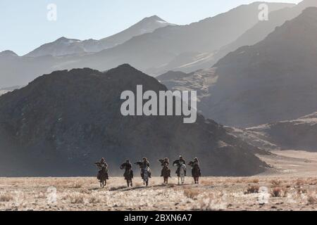 Kazako berkut caccia Foto Stock