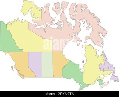 Canada - Mappa politica modificabile e molto dettagliata. Illustrazione Vettoriale