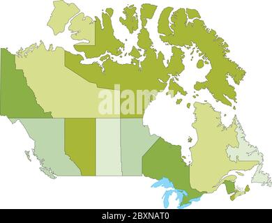 Mappa politica modificabile con livelli separati e molto dettagliata. Canada. Illustrazione Vettoriale