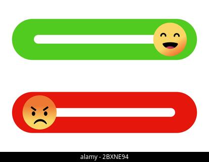 Set di icone smiley. Emoticon positive e negative. Vettore isolato rosso e verde umore. Valutazione sorriso per opinione del cliente. Illustrazione Vettoriale