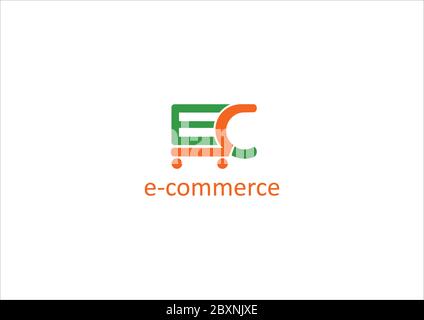 Logo e-Commerce con sfondo bianco Illustrazione Vettoriale
