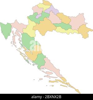 Croazia - Mappa politica modificabile e molto dettagliata. Illustrazione Vettoriale