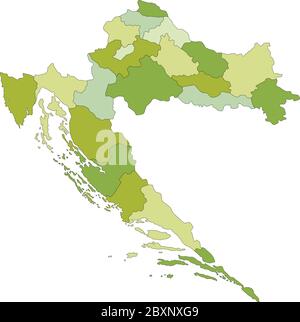 Mappa politica modificabile con livelli separati e molto dettagliata. Croazia. Illustrazione Vettoriale