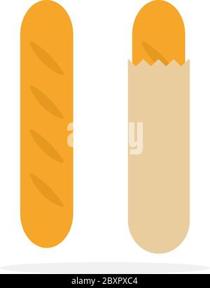 Baguette bianco vettore disegno di materiale piano oggetto isolato su sfondo bianco. Illustrazione Vettoriale