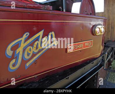 Foden Cheshire Pride, BY7646, showmans motore a vapore, Daresbury, estate, luglio 2011, Cheshire, Inghilterra, Regno Unito Foto Stock