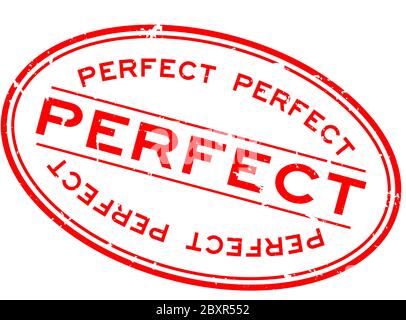 Grunge rosso parola perfetto ovale guarnizione in gomma timbro su sfondo bianco Illustrazione Vettoriale