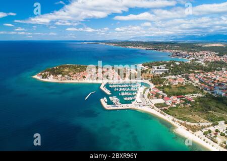 Zadar. Puntamika penisola di Zara antenna vista panoramica, Dalmazia regione della Croazia Foto Stock