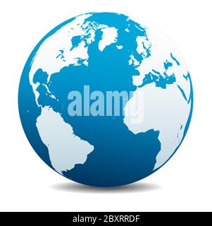 Europa, Nord, Sud America, Africa. Icona Mappa vettoriale del globo mondiale, Terra. Tutti gli elementi si trovano su singoli livelli nel file vettoriale. Illustrazione Vettoriale