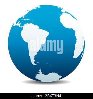 Sud America e Africa icona della mappa vettoriale del globo mondiale, Terra. Tutti gli elementi si trovano su singoli livelli nel file vettoriale. Illustrazione Vettoriale