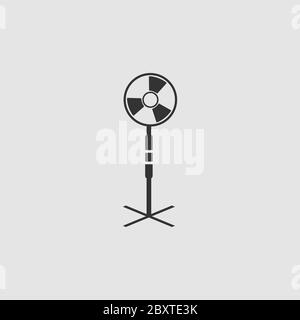 Icona del climatizzatore ventola piatta. Pittogramma nero su sfondo grigio. Simbolo dell'illustrazione vettoriale Illustrazione Vettoriale