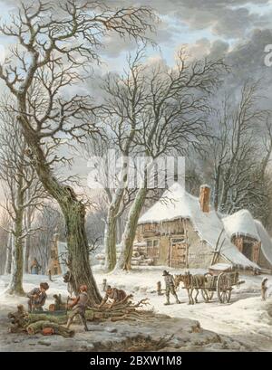 Paesaggio invernale (1759-1842) di Pieter Pietersz. Barbiers (1749-1842) Foto Stock