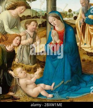 L adorazione del Cristo Bambino da Cosimo Rosselli (1485-1507) Foto Stock